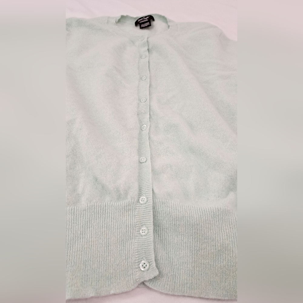 LORD & TAYLOR Mint Green Cashmere Cardigan Sweater - Picture 5 of 15